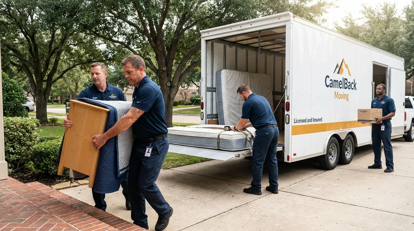 Crew loading residential truck for cross-state move from Ayden, NC